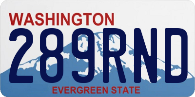 WA license plate 289RND