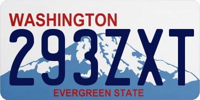 WA license plate 293ZXT