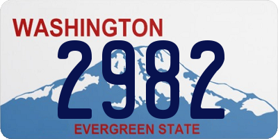 WA license plate 2982