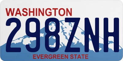 WA license plate 298ZNH