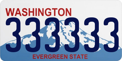 WA license plate 333333