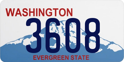 WA license plate 3608