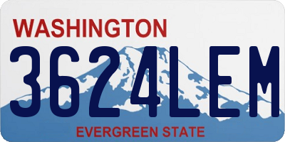 WA license plate 3624LEM