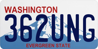 WA license plate 362UNG