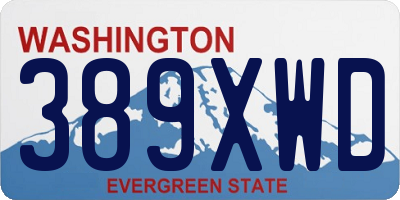 WA license plate 389XWD