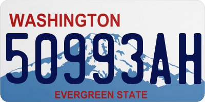 WA license plate 50993AH
