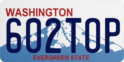 WA license plate 602TOP