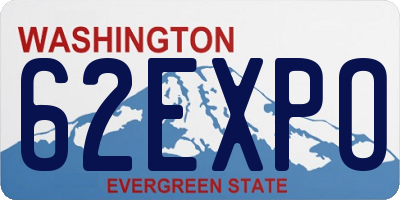 WA license plate 62EXPO