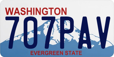 WA license plate 707PAV