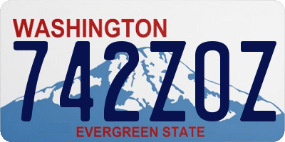 WA license plate 742ZOZ