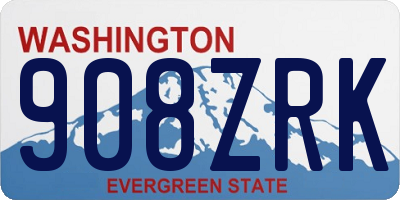 WA license plate 908ZRK