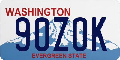 WA license plate 90ZOK