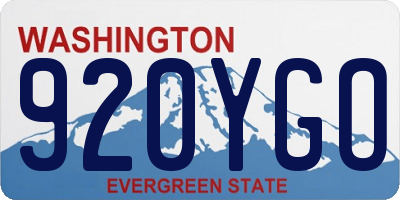 WA license plate 920YGO