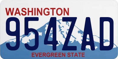 WA license plate 954ZAD