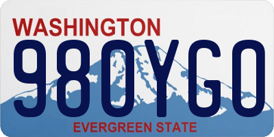 WA license plate 980YGO