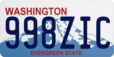 WA license plate 998ZIC