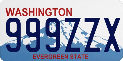 WA license plate 999ZZX