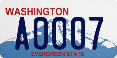 WA license plate A0007