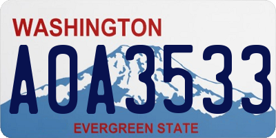 WA license plate A0A3533