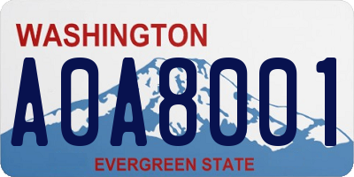 WA license plate A0A8001