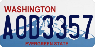 WA license plate A0D3357