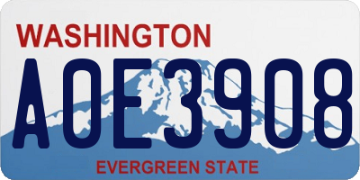 WA license plate A0E3908