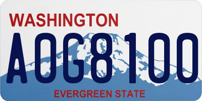 WA license plate A0G8100