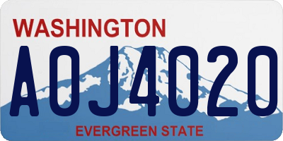 WA license plate A0J4020