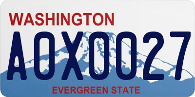 WA license plate A0X0027