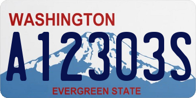 WA license plate A12303S