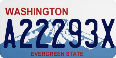 WA license plate A22293X