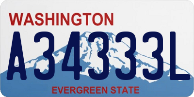 WA license plate A34333L