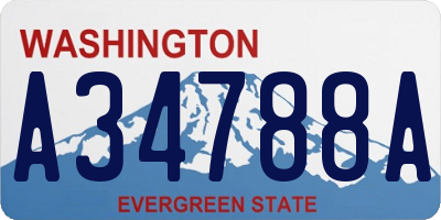 WA license plate A34788A