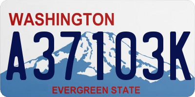 WA license plate A37103K