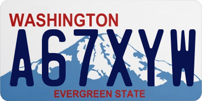 WA license plate A67XYW