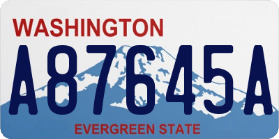 WA license plate A87645A