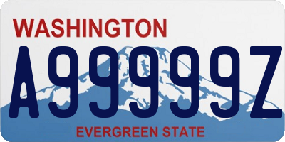 WA license plate A99999Z