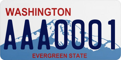 WA license plate AAA0001