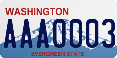 WA license plate AAA0003