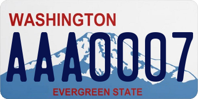 WA license plate AAA0007