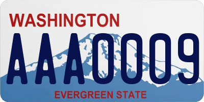 WA license plate AAA0009