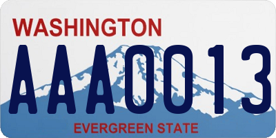 WA license plate AAA0013