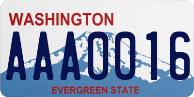 WA license plate AAA0016