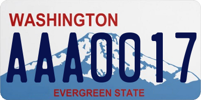 WA license plate AAA0017