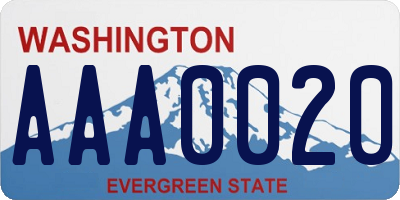 WA license plate AAA0020