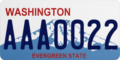 WA license plate AAA0022