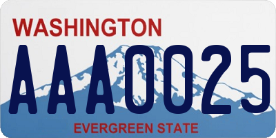 WA license plate AAA0025