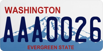 WA license plate AAA0026