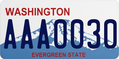 WA license plate AAA0030