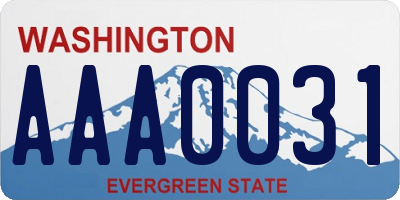 WA license plate AAA0031